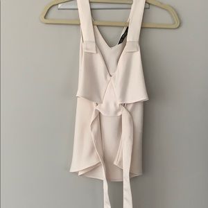 Zara basic blush pink tie back top